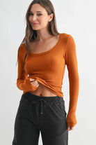 Lightweight Stretch Ribbed Long Sleeve Top-Tops-Krush Kandy, Women's Online Fashion Boutique Located in Phoenix, Arizona (Scottsdale Area)