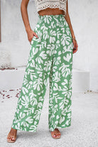 Smocked Printed Wide Leg Pants with Pockets-Pants-Krush Kandy, Women's Online Fashion Boutique Located in Phoenix, Arizona (Scottsdale Area)