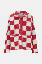 Checkered Snap Down Long Sleeve Teddy Jacket-Krush Kandy, Women's Online Fashion Boutique Located in Phoenix, Arizona (Scottsdale Area)