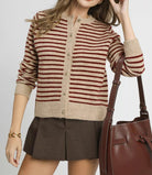 Umgee Striped Button-Up Knit Cardigan-Cardigans-Krush Kandy, Women's Online Fashion Boutique Located in Phoenix, Arizona (Scottsdale Area)