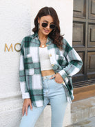 Plaid Button Up Collared Neck Long Sleeve Shirt-Long Sleeve Tops-Krush Kandy, Women's Online Fashion Boutique Located in Phoenix, Arizona (Scottsdale Area)