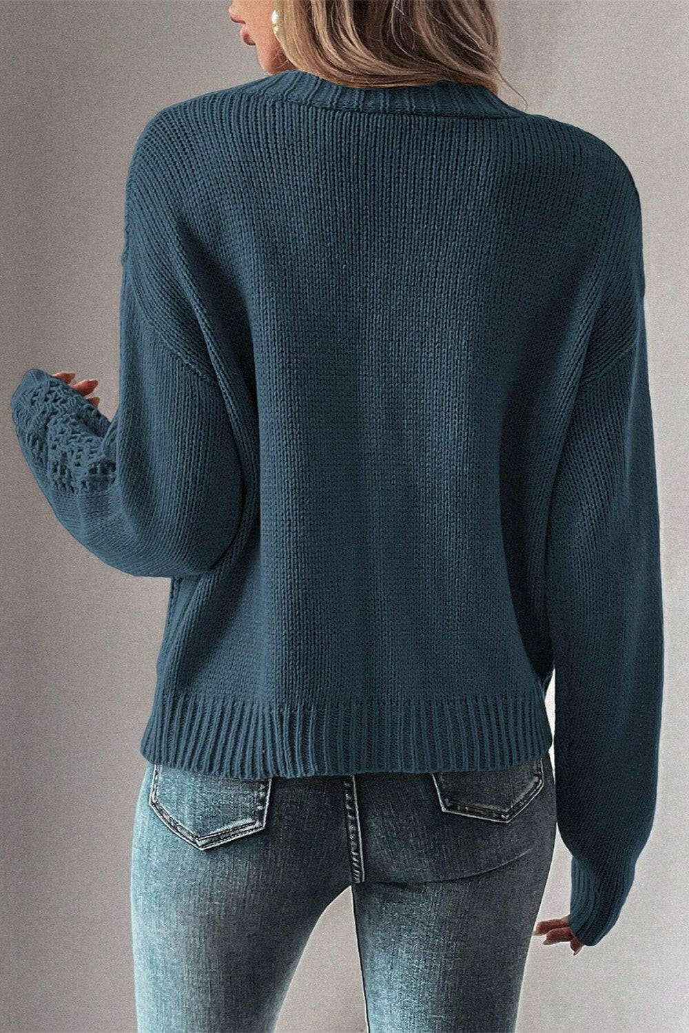 Openwork Button Up Long Sleeve Cardigan-Sweaters-Krush Kandy, Women's Online Fashion Boutique Located in Phoenix, Arizona (Scottsdale Area)