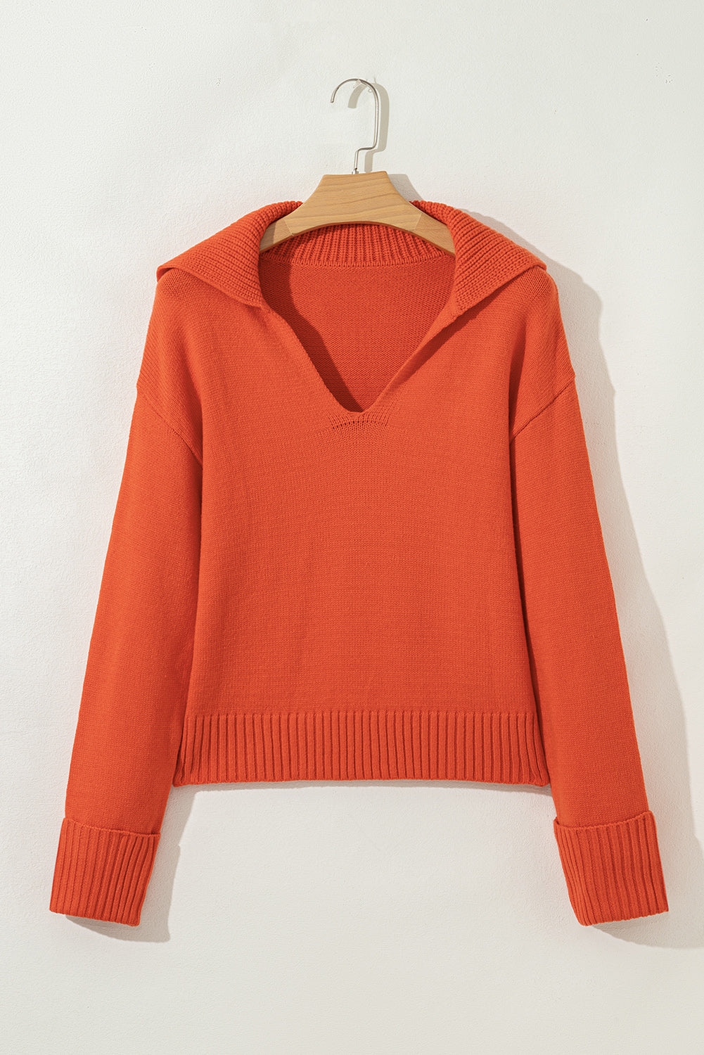 Rust Orange V-Neck Collar Knit Sweater-Sweaters-Krush Kandy, Women's Online Fashion Boutique Located in Phoenix, Arizona (Scottsdale Area)