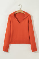 Rust Orange V-Neck Collar Knit Sweater-Sweaters-Krush Kandy, Women's Online Fashion Boutique Located in Phoenix, Arizona (Scottsdale Area)