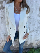 Full Size Collared Neck Long Sleeve Blazer-Long Sleeve Tops-Krush Kandy, Women's Online Fashion Boutique Located in Phoenix, Arizona (Scottsdale Area)