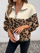 Leopard Zip Up Fleece Jacket-Jackets-Krush Kandy, Women's Online Fashion Boutique Located in Phoenix, Arizona (Scottsdale Area)
