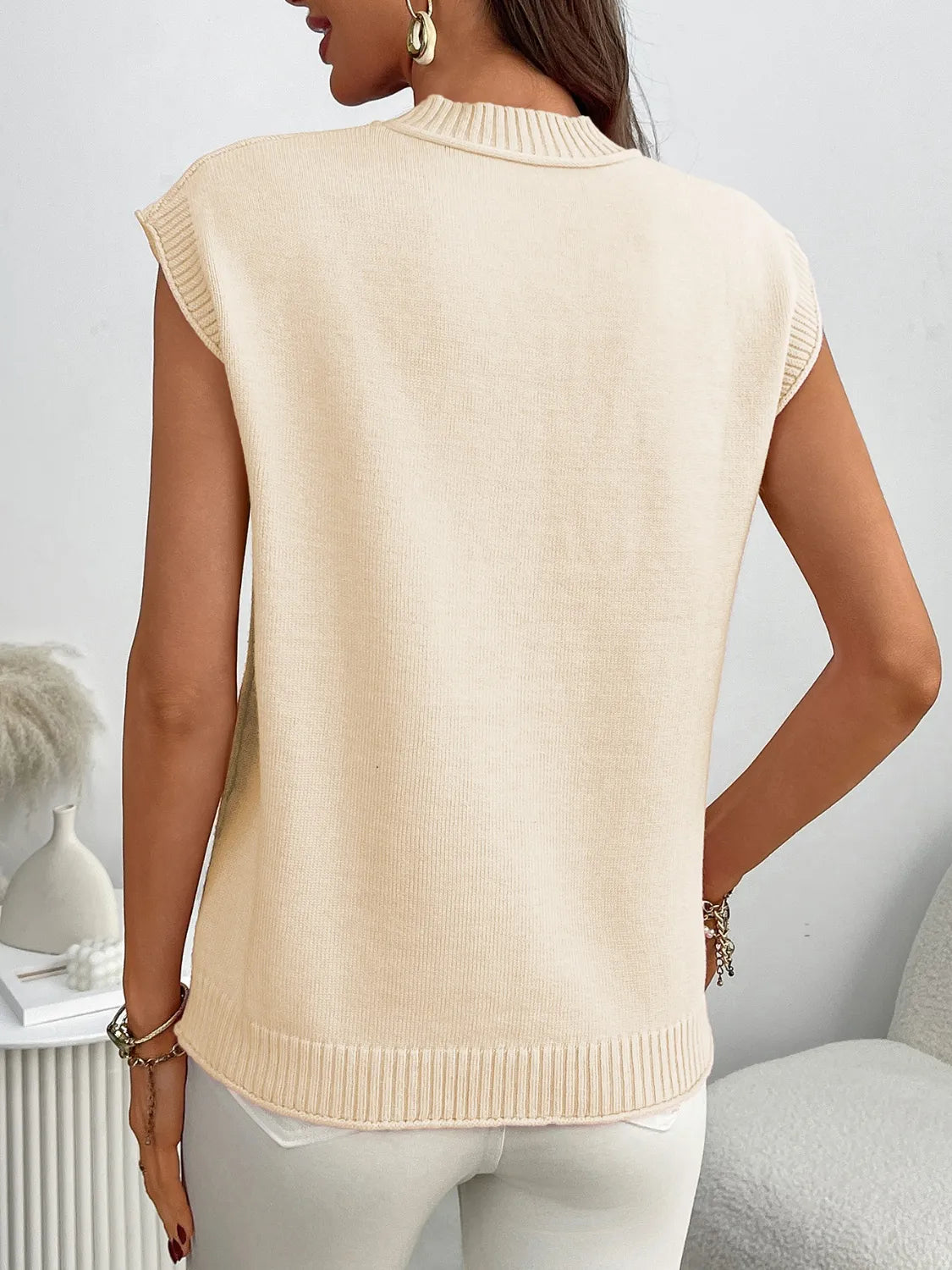Mock Neck Cap Sleeve Knit Top-Tops-Krush Kandy, Women's Online Fashion Boutique Located in Phoenix, Arizona (Scottsdale Area)