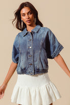 Button Front Dolman Denim Jacket-Tops-Krush Kandy, Women's Online Fashion Boutique Located in Phoenix, Arizona (Scottsdale Area)