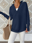 Half Zip Long Sleeve Knit Top-Sweaters-Krush Kandy, Women's Online Fashion Boutique Located in Phoenix, Arizona (Scottsdale Area)