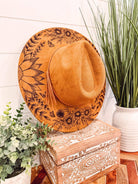 Engraved Floral Hat-Hats-Krush Kandy, Women's Online Fashion Boutique Located in Phoenix, Arizona (Scottsdale Area)