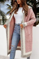 Pocketed Contrast Long Sleeve Hooded Cardigan-Krush Kandy, Women's Online Fashion Boutique Located in Phoenix, Arizona (Scottsdale Area)