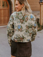 Floral Print Zip Up Contrast Collared Jacket-Jacket-Krush Kandy, Women's Online Fashion Boutique Located in Phoenix, Arizona (Scottsdale Area)