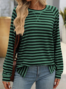 Striped Round Neck Long Sleeve T-Shirt-Long Sleeve Tops-Krush Kandy, Women's Online Fashion Boutique Located in Phoenix, Arizona (Scottsdale Area)