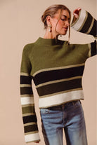 SO ME Multi Color Striped Mock Neck Sweater-Sweater-Krush Kandy, Women's Online Fashion Boutique Located in Phoenix, Arizona (Scottsdale Area)