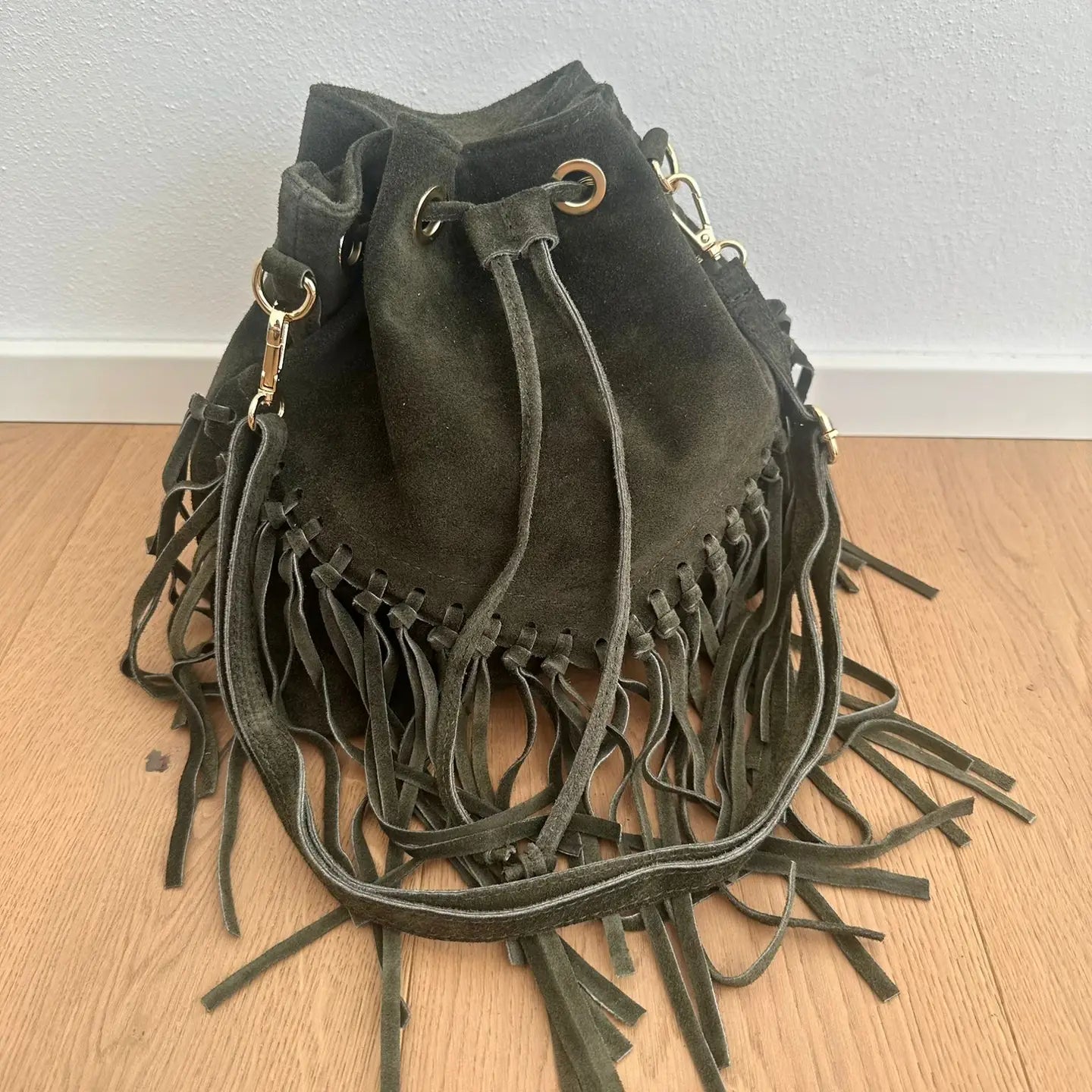 Tuscany Trail Suede Fringe Bucket Bag