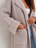 Pocketed Collared Neck Dropped Shoulder Cardigan-Krush Kandy, Women's Online Fashion Boutique Located in Phoenix, Arizona (Scottsdale Area)