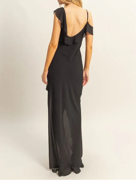 HYFVE Chiffon Ruffle Trim Midi Dress-Dresses-Krush Kandy, Women's Online Fashion Boutique Located in Phoenix, Arizona (Scottsdale Area)