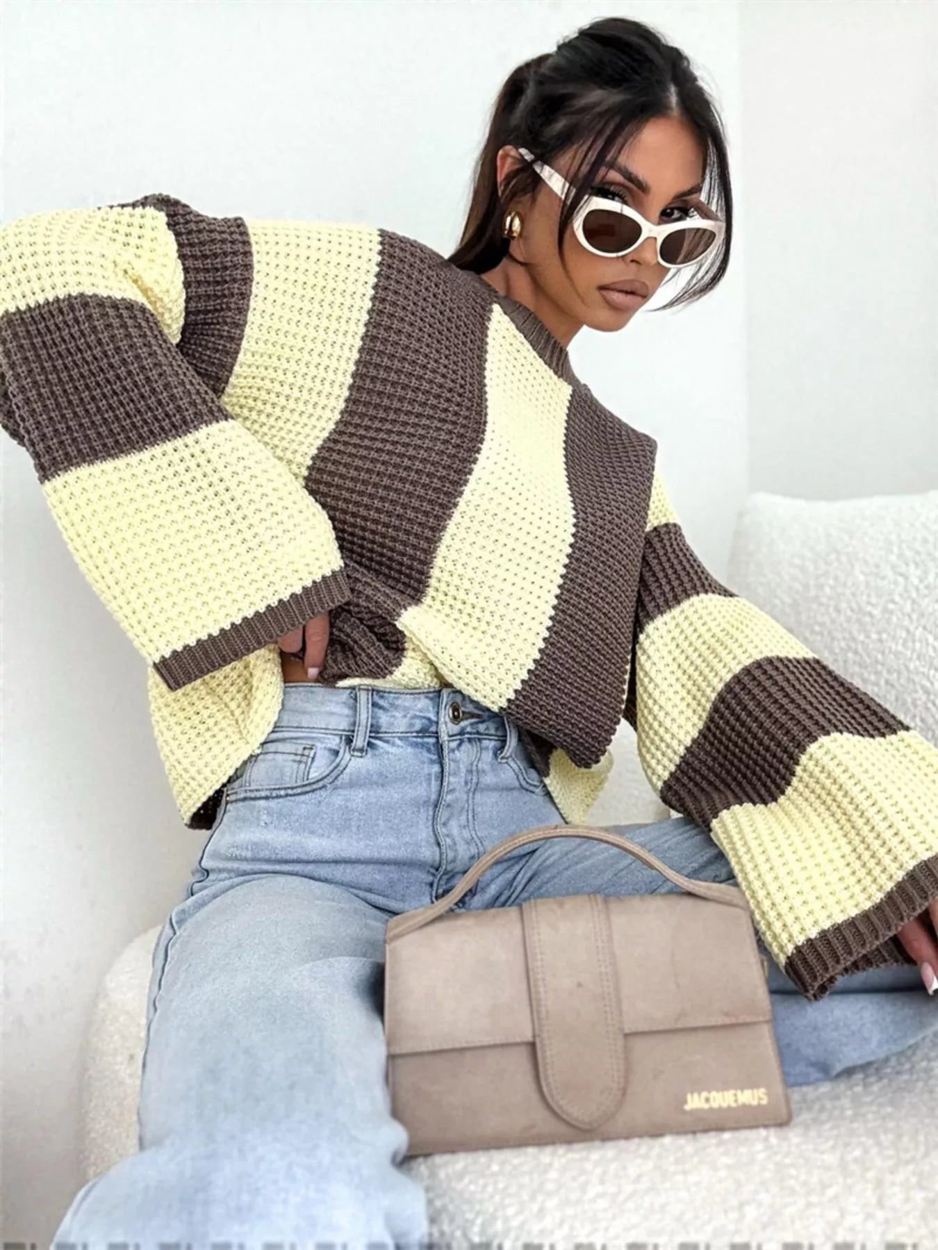 Color Block Long Sleeve Sweater-Sweater-Krush Kandy, Women's Online Fashion Boutique Located in Phoenix, Arizona (Scottsdale Area)