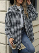 Houndstooth Button Up Long Sleeve Coat-Jacket-Krush Kandy, Women's Online Fashion Boutique Located in Phoenix, Arizona (Scottsdale Area)