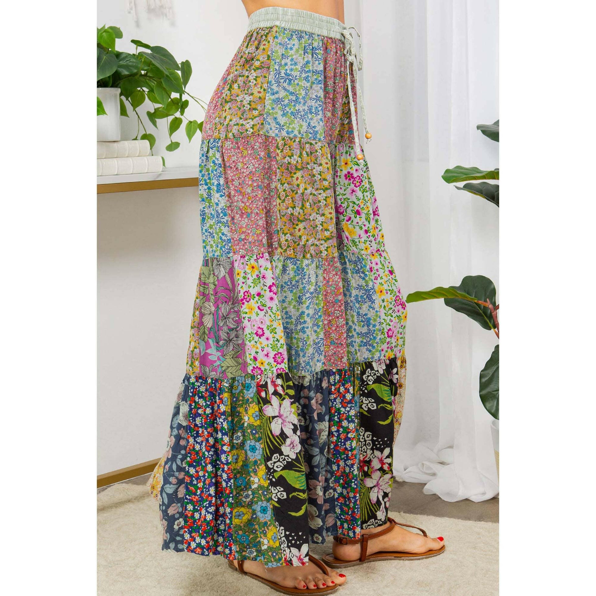 Boho Patchwork Wide Leg Pants-PANTS-Krush Kandy, Women's Online Fashion Boutique Located in Phoenix, Arizona (Scottsdale Area)