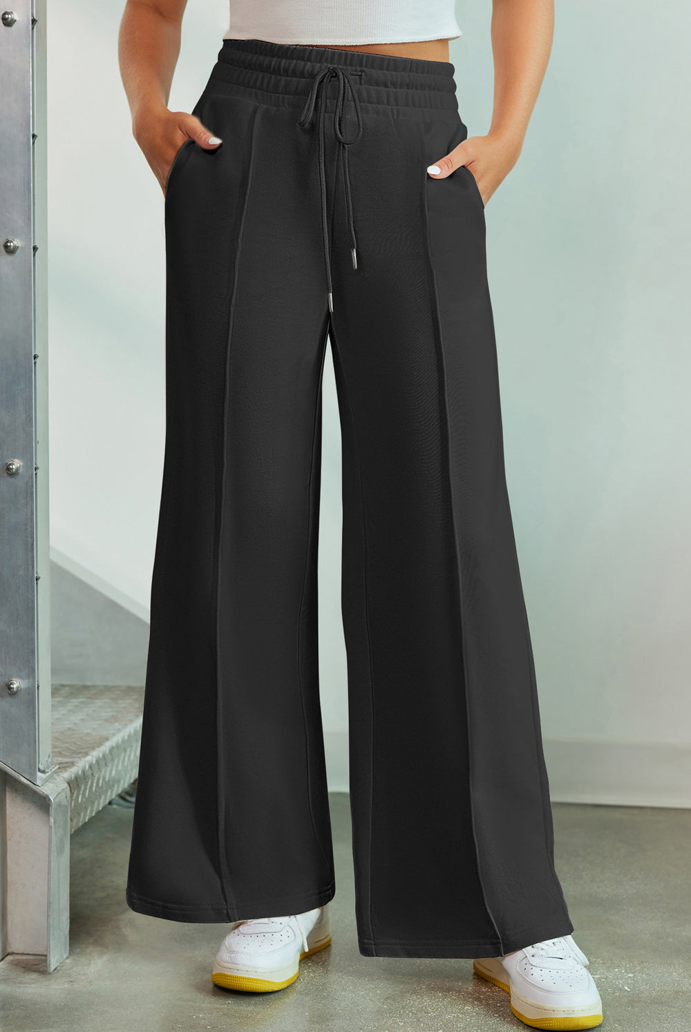 Drawstring Wide Leg Pants with Pockets-Pants-Krush Kandy, Women's Online Fashion Boutique Located in Phoenix, Arizona (Scottsdale Area)