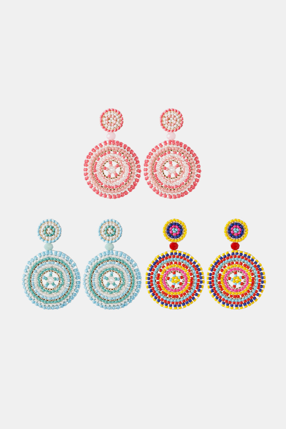 Beaded Boho Style Round Shape Dangle Earrings-Krush Kandy, Women's Online Fashion Boutique Located in Phoenix, Arizona (Scottsdale Area)