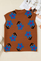 Chestnut Floral Knit Sleeveless Top-Tops-Krush Kandy, Women's Online Fashion Boutique Located in Phoenix, Arizona (Scottsdale Area)