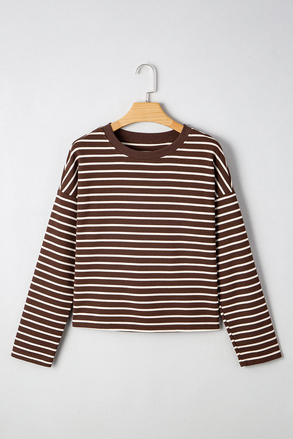 Cocoa Stripe Long Sleeve Tee-Tops-Krush Kandy, Women's Online Fashion Boutique Located in Phoenix, Arizona (Scottsdale Area)