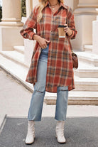 Mandy Plaid Collared Neck Long Sleeve Coat-Long Sleeve Tops-Krush Kandy, Women's Online Fashion Boutique Located in Phoenix, Arizona (Scottsdale Area)