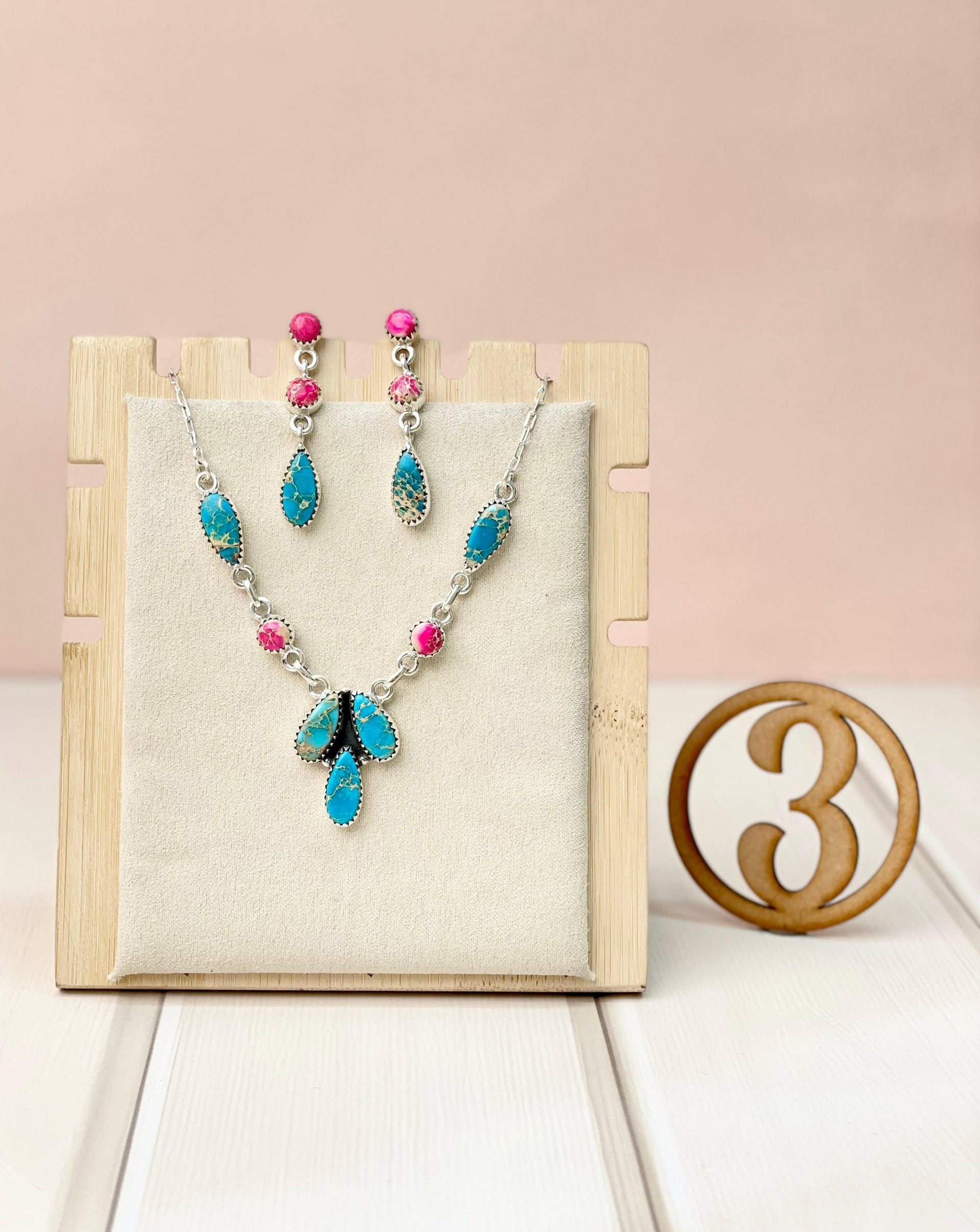 High Desert Glow Jasper Necklace and Earrings Set-Necklaces-Krush Kandy, Women's Online Fashion Boutique Located in Phoenix, Arizona (Scottsdale Area)