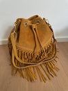 Meet Me at Coachella Suede Bucket Bag with Fringe