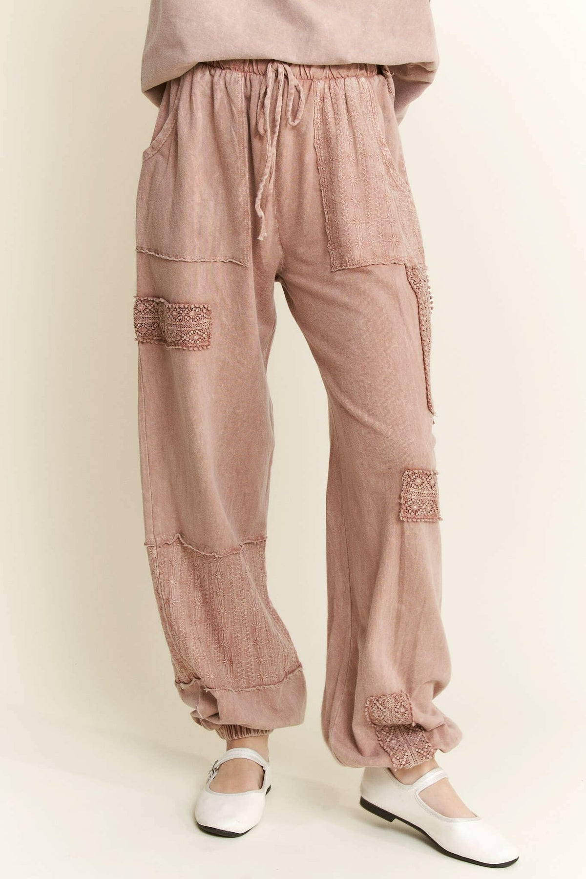 MineralWash Eyelet detailed Boho Joggers-Krush Kandy, Women's Online Fashion Boutique Located in Phoenix, Arizona (Scottsdale Area)