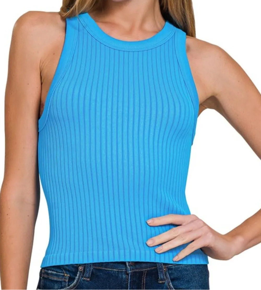Seamless Ribbed Crop Tank with Body Hugging Fit – Krush Kandy