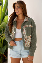 Sage Green Floral Patchwork Corduroy Jacket-Jackets-Krush Kandy, Women's Online Fashion Boutique Located in Phoenix, Arizona (Scottsdale Area)