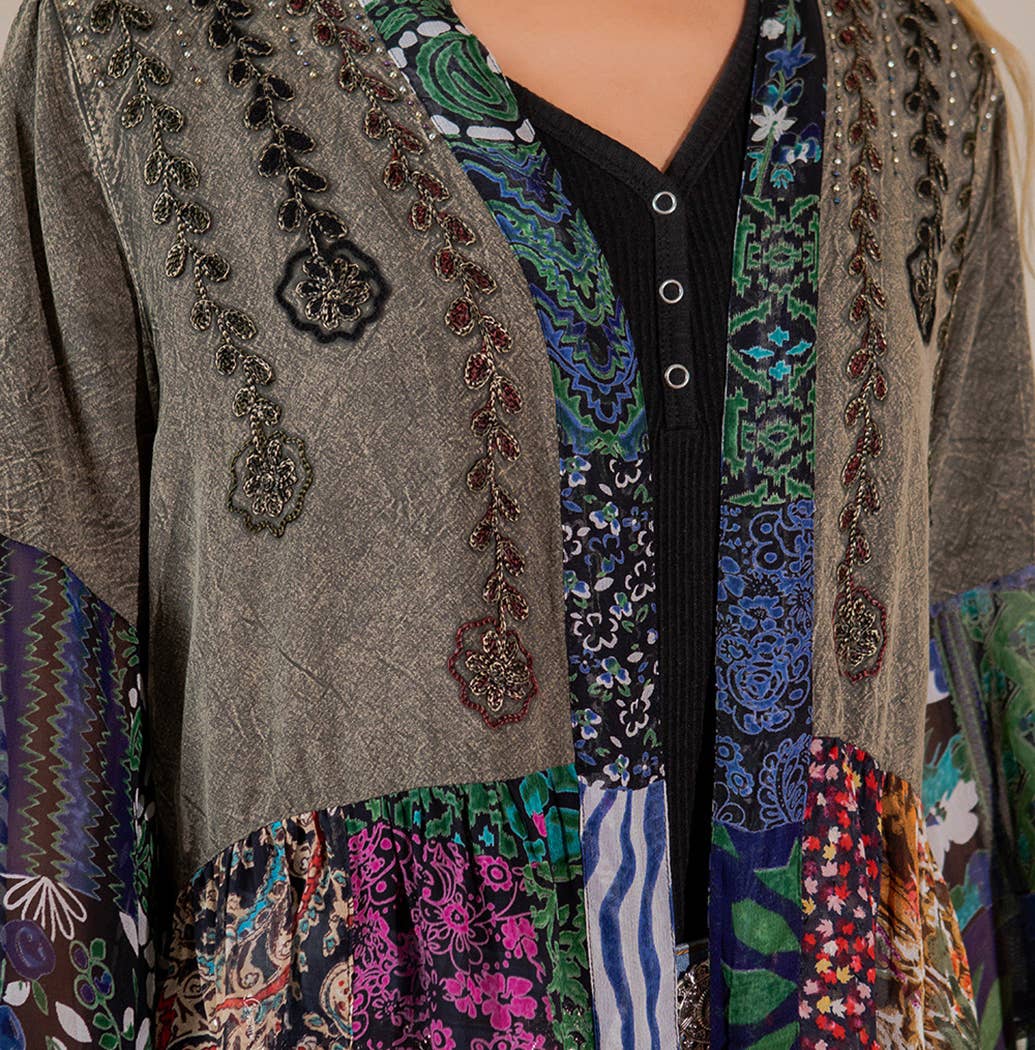 Boho Patchwork Kimono-kimono-Krush Kandy, Women's Online Fashion Boutique Located in Phoenix, Arizona (Scottsdale Area)