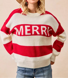 BiBi Christmas Merry Lettering Sweater-Sweater-Krush Kandy, Women's Online Fashion Boutique Located in Phoenix, Arizona (Scottsdale Area)