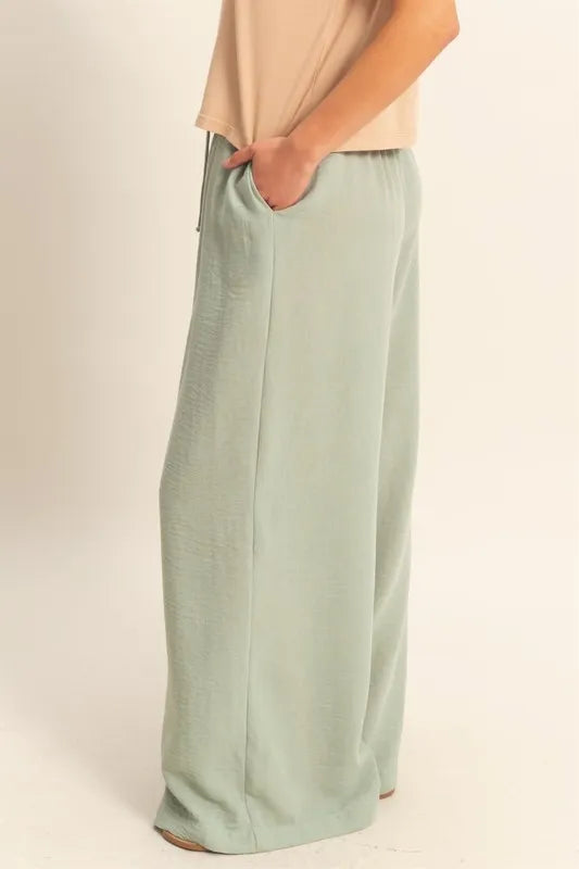 HYFVE Elasticized Waist Wide Leg Pants-PANTS-Krush Kandy, Women's Online Fashion Boutique Located in Phoenix, Arizona (Scottsdale Area)