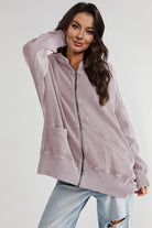 Zip-Up Long Sleeve Jacket-Jackets-Krush Kandy, Women's Online Fashion Boutique Located in Phoenix, Arizona (Scottsdale Area)