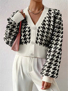 Houndstooth V-Neck Button Up Cardigan-Cardigan-Krush Kandy, Women's Online Fashion Boutique Located in Phoenix, Arizona (Scottsdale Area)