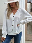 V-Neck Dropped Shoulder Blouse-Krush Kandy, Women's Online Fashion Boutique Located in Phoenix, Arizona (Scottsdale Area)