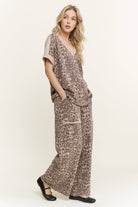 Mineral Washed Leopard Animal Print V-Neck Shirt-Tops-Krush Kandy, Women's Online Fashion Boutique Located in Phoenix, Arizona (Scottsdale Area)