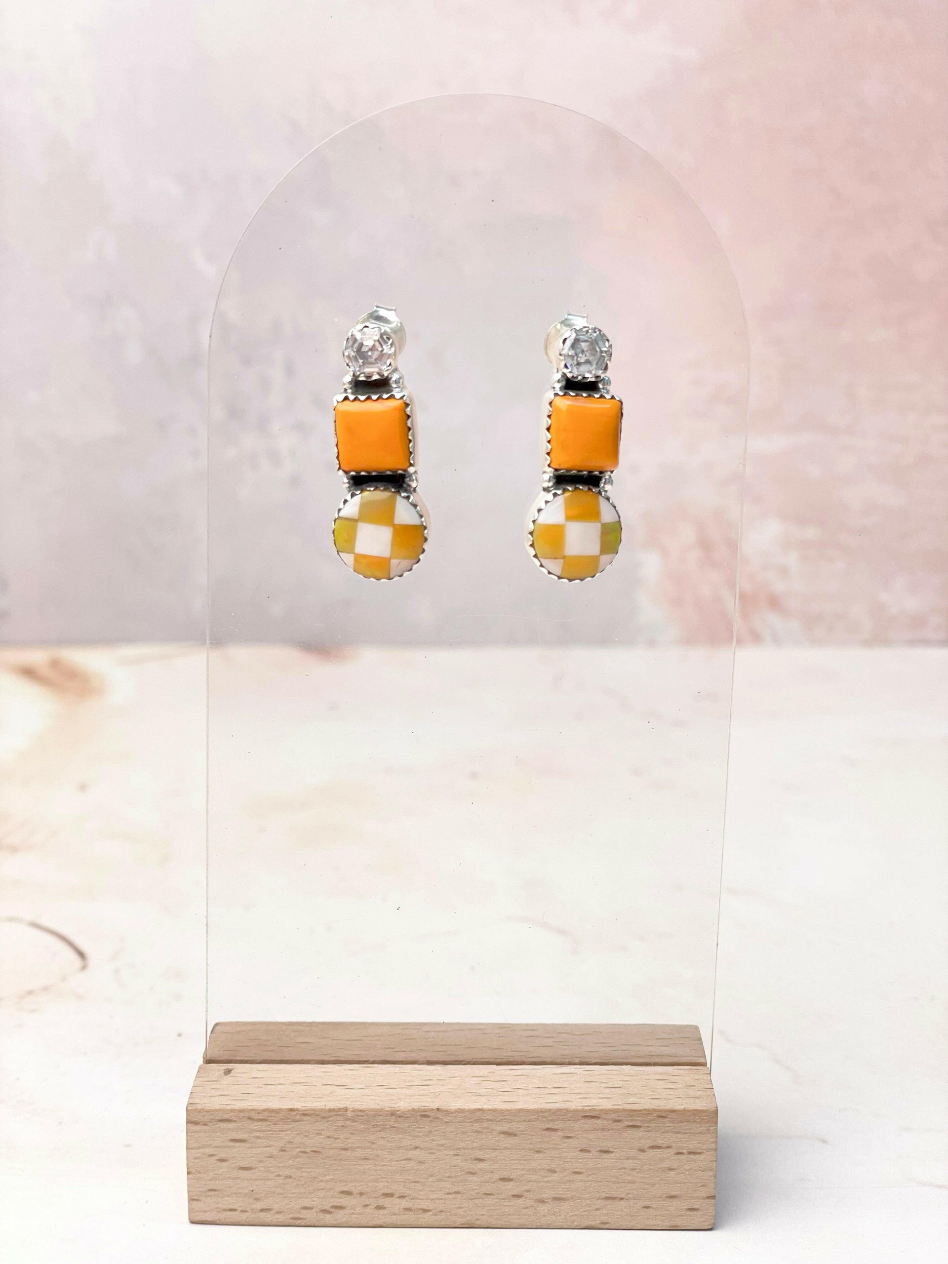 Tangerine Crystal Martini Rosarita Studs-Earrings-Krush Kandy, Women's Online Fashion Boutique Located in Phoenix, Arizona (Scottsdale Area)