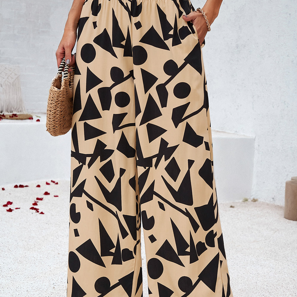 Smocked Printed Wide Leg Pants with Pockets-Krush Kandy, Women's Online Fashion Boutique Located in Phoenix, Arizona (Scottsdale Area)