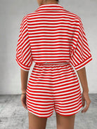 Tie Waist Half Button Striped Romper-Jumpsuits & Rompers-Krush Kandy, Women's Online Fashion Boutique Located in Phoenix, Arizona (Scottsdale Area)