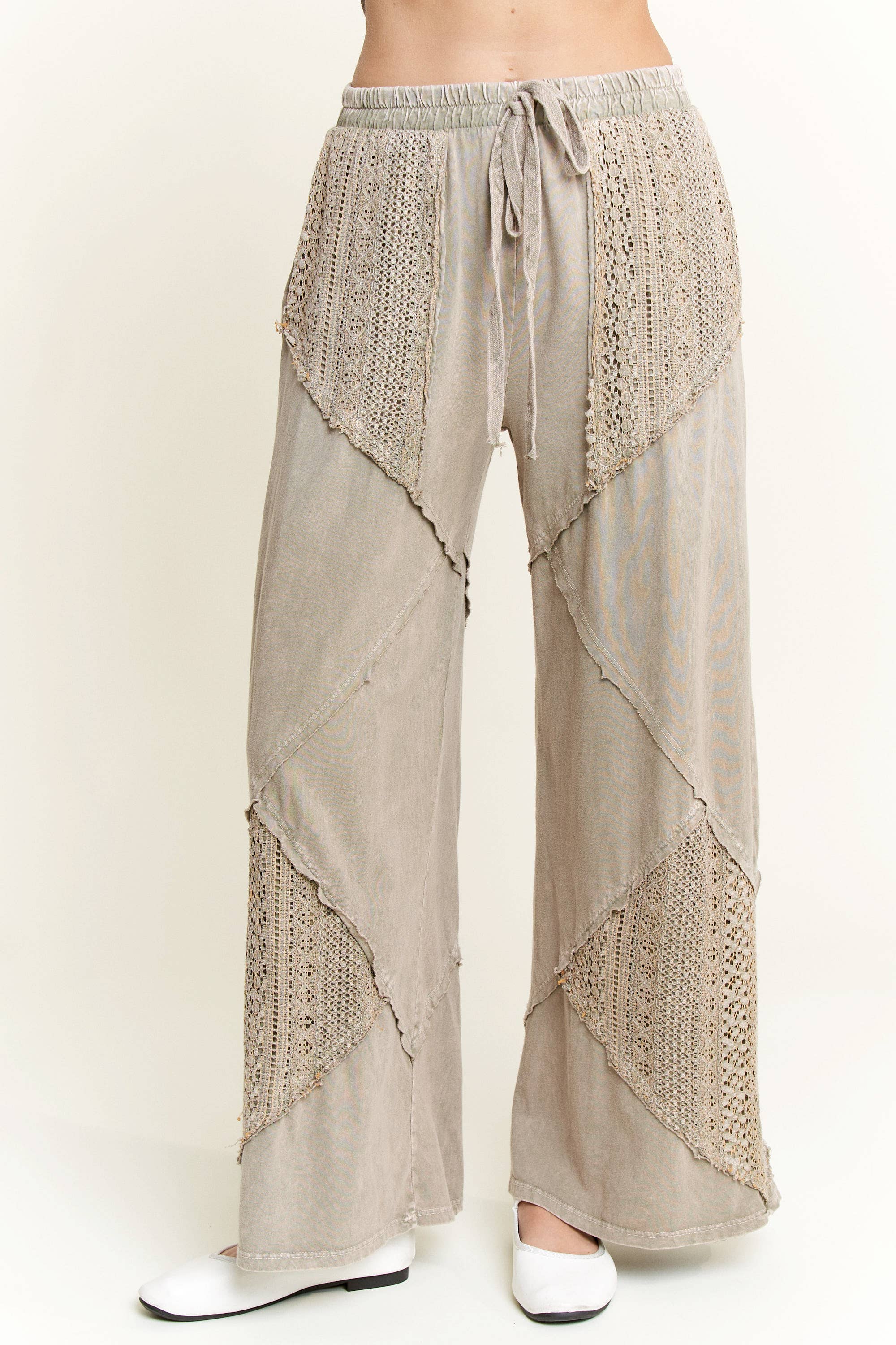 Palomino Sky Boho Lace Wide-Leg Pants-Bottoms-Krush Kandy, Women's Online Fashion Boutique Located in Phoenix, Arizona (Scottsdale Area)