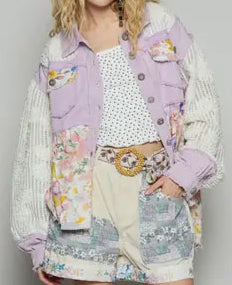 POL Balloon Sleeve A-Line Twill Woven Floral Jacket-Jackets-Krush Kandy, Women's Online Fashion Boutique Located in Phoenix, Arizona (Scottsdale Area)