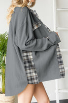 Plaid Button Down Collared Jacket-Krush Kandy, Women's Online Fashion Boutique Located in Phoenix, Arizona (Scottsdale Area)