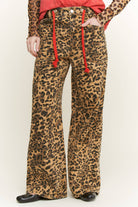 Stretchy Leopard Animal Denim Jeans With Red Belt-Denim-Krush Kandy, Women's Online Fashion Boutique Located in Phoenix, Arizona (Scottsdale Area)