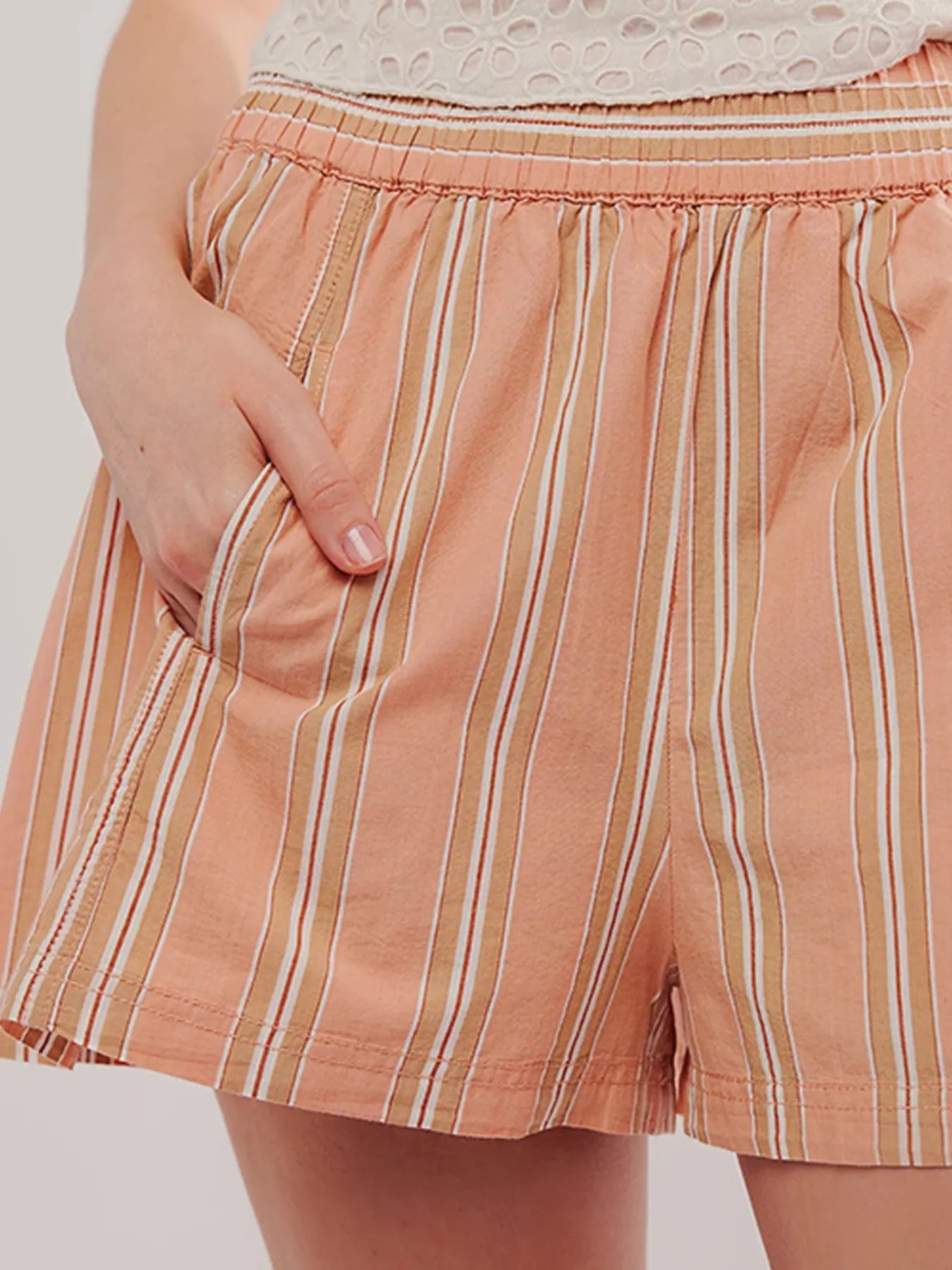 Striped High-Waist Linen Blend Summer Shorts-Shorts-Krush Kandy, Women's Online Fashion Boutique Located in Phoenix, Arizona (Scottsdale Area)