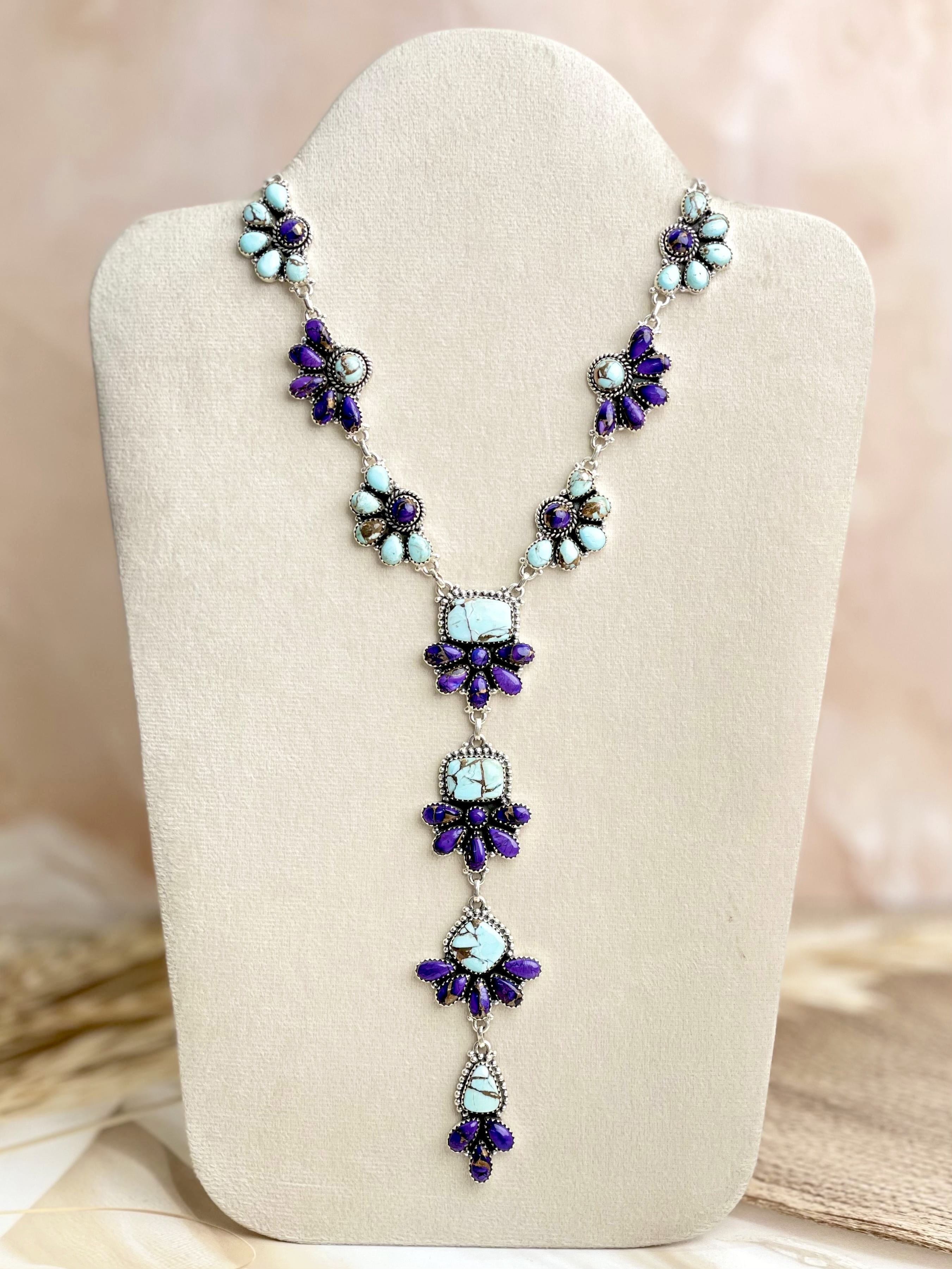 Boho Wishes Multi Dahlia Cluster Necklace-Necklaces-Krush Kandy, Women's Online Fashion Boutique Located in Phoenix, Arizona (Scottsdale Area)
